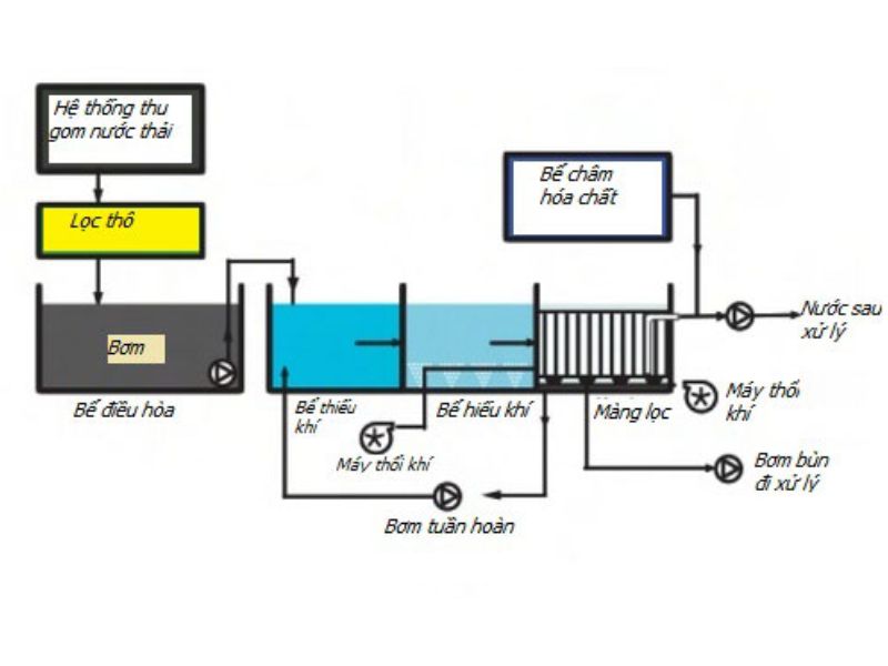 Sơ đồ mô phỏng phương pháp khử vi sinh vật trong nước bằng màng lọc