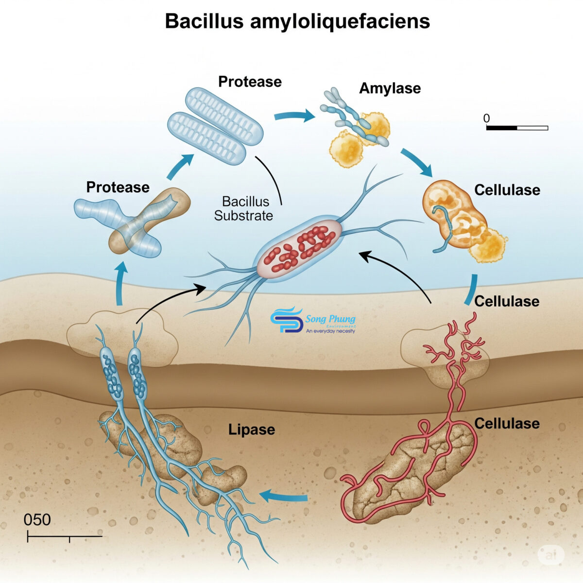 Bacillus amyloliquefaciens được ví như một "nhà máy enzyme" mini